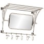 vidaXL Soporte de equipaje con perchas y espejo de pared aluminio vidaXL Soporte de equipaje con perchas y espejo de pared aluminio