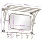vidaXL Soporte de equipaje con perchas y espejo de pared aluminio vidaXL Soporte de equipaje con perchas y espejo de pared aluminio