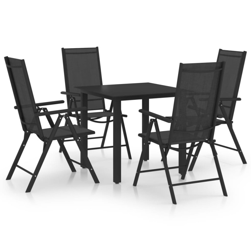 vidaXL Juego de comedor de jardín 5 piezas aluminio negro vidaXL Juego de comedor de jardín 5 piezas aluminio negro