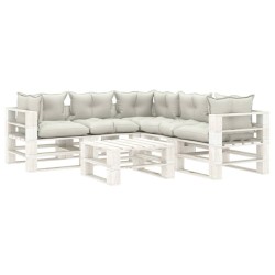 vidaXL Set muebles de palets para jardín 6 pzas madera cojines beige