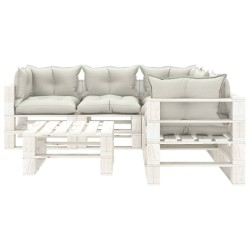 vidaXL Set muebles de palets para jardín 6 pzas madera cojines beige