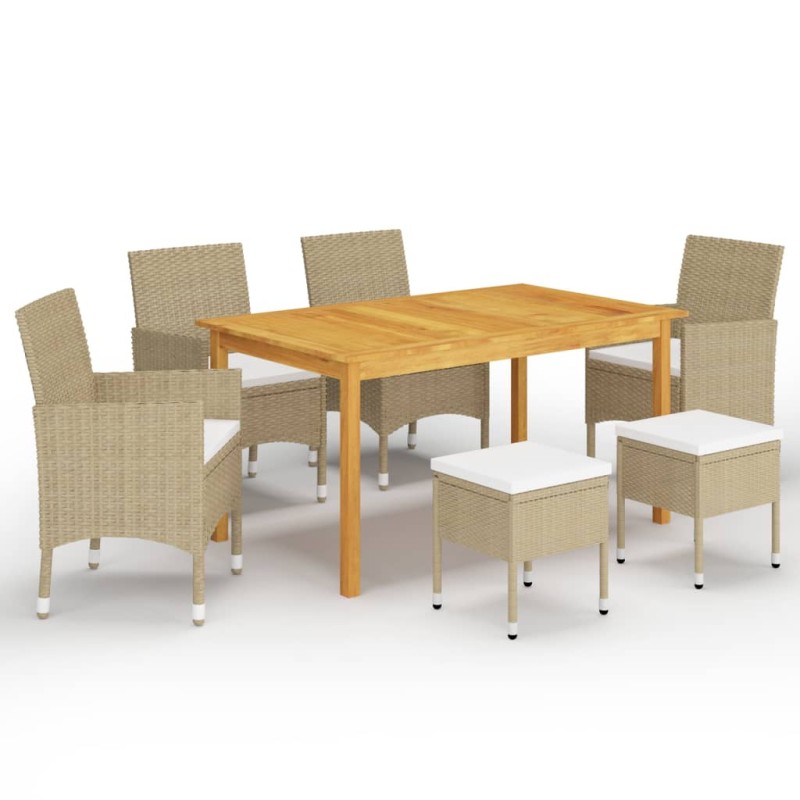 vidaXL Juego de comedor de jardín de 7 piezas beige vidaXL Juego de comedor de jardín de 7 piezas beige