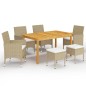vidaXL Juego de comedor de jardín de 7 piezas beige vidaXL Juego de comedor de jardín de 7 piezas beige