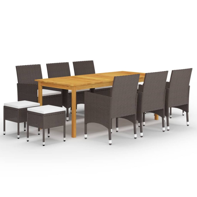 vidaXL Juego de comedor de jardín de 11 piezas marrón vidaXL Juego de comedor de jardín de 11 piezas marrón