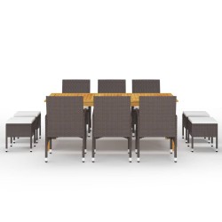 vidaXL Juego de comedor de jardín de 11 piezas marrón