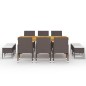 vidaXL Juego de comedor de jardín de 11 piezas marrón vidaXL Juego de comedor de jardín de 11 piezas marrón