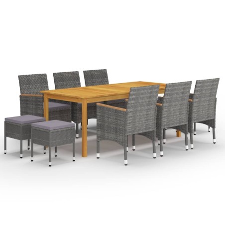 vidaXL Juego de comedor de jardín de 11 piezas gris
