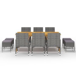 vidaXL Juego de comedor de jardín de 11 piezas gris