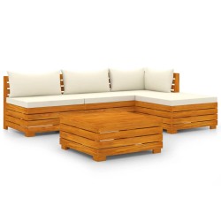 vidaXL Muebles de jardín 5 piezas con cojines madera maciza de acacia 