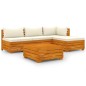 vidaXL Muebles de jardín 5 piezas con cojines madera maciza de acacia vidaXL Muebles de jardín 5 piezas con cojines madera maciza de acacia