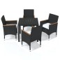 vidaXL Juego muebles jardín 5 pzas con cojines ratán sintético negro vidaXL Juego muebles jardín 5 pzas con cojines ratán sintético negro