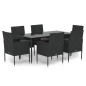 vidaXL Set de comedor de jardín 7 pzas y cojines ratán sintético negro vidaXL Set de comedor de jardín 7 pzas y cojines ratán sintético negro