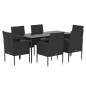 vidaXL Set de comedor de jardín 7 pzas y cojines ratán sintético negro vidaXL Set de comedor de jardín 7 pzas y cojines ratán sintético negro
