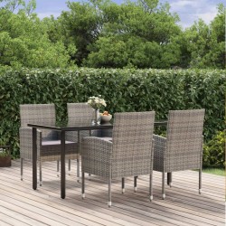 vidaXL Set de comedor jardín 5 pzas cojines ratán sintético antracita