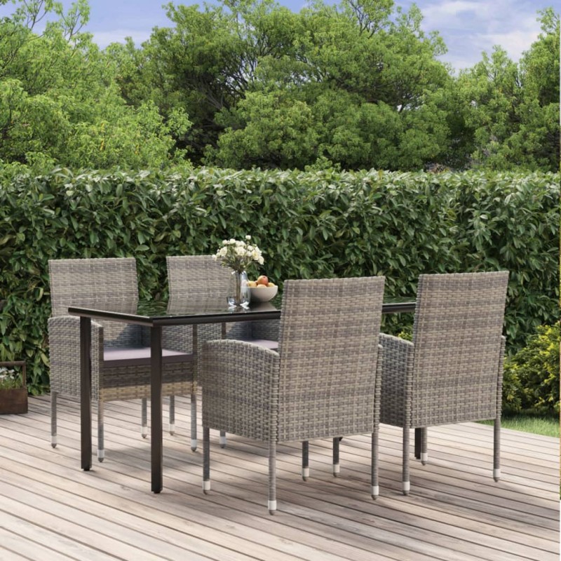 vidaXL Set de comedor jardín 5 pzas cojines ratán sintético antracita vidaXL Set de comedor jardín 5 pzas cojines ratán sintético antracita