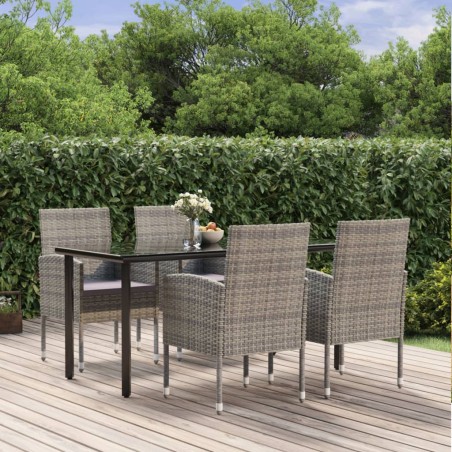 vidaXL Set de comedor jardín 5 pzas cojines ratán sintético antracita