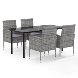 vidaXL Set de comedor jardín 5 pzas cojines ratán sintético antracita