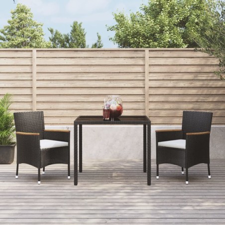 vidaXL Set comedor de jardín 3 pzas con cojines ratán sintético negro