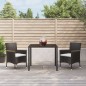 vidaXL Set comedor de jardín 3 pzas con cojines ratán sintético negro
