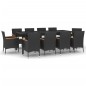 vidaXL Set de comedor jardín 11 pzas con cojines ratán sintético negro vidaXL Set de comedor jardín 11 pzas con cojines ratán sintético negro