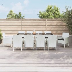 vidaXL Set comedor de jardín 11 pzas y cojines ratán sintético blanco