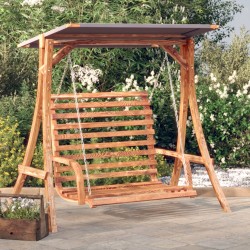 vidaXL Banco columpio con toldo madera maciza abeto con acabado teca