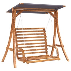 vidaXL Banco columpio con toldo madera maciza abeto con acabado teca
