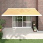 vidaXL Toldo retráctil aluminio y tela amarillo y blanco 4x3 m vidaXL Toldo retráctil aluminio y tela amarillo y blanco 4x3 m