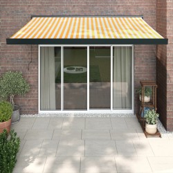 vidaXL Toldo retráctil aluminio y tela amarillo y blanco 3,5x2,5 m