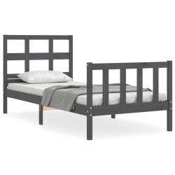 vidaXL Estructura de cama con cabecero madera maciza gris