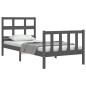 vidaXL Estructura de cama con cabecero madera maciza gris