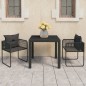 vidaXL Set de comedor de jardín de 3 piezas PVC ratán negro