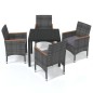 vidaXL Juego muebles jardín 5 pzas con cojines ratán sintético gris vidaXL Juego muebles jardín 5 pzas con cojines ratán sintético gris