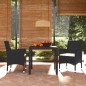vidaXL Set de comedor de jardín 3 pzas y cojines ratán sintético negro