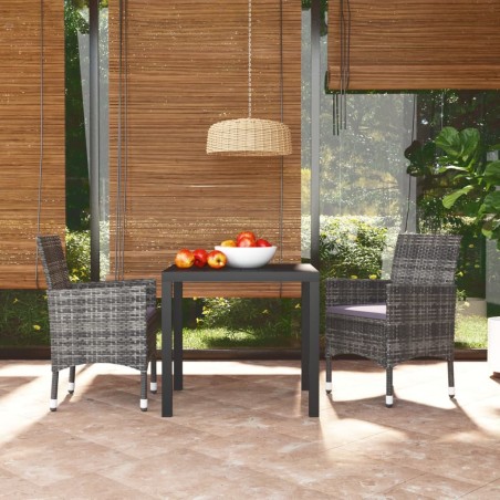 vidaXL Juego muebles jardín 3 pzas con cojines ratán sintético gris