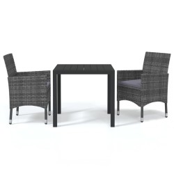 vidaXL Juego muebles jardín 3 pzas con cojines ratán sintético gris