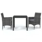 vidaXL Juego muebles jardín 3 pzas con cojines ratán sintético gris vidaXL Juego muebles jardín 3 pzas con cojines ratán sintético gris