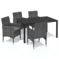 vidaXL Juego muebles jardín 5 pzas con cojines ratán sintético gris vidaXL Juego muebles jardín 5 pzas con cojines ratán sintético gris