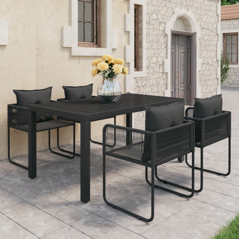 vidaXL Set de comedor de jardín de 5 piezas PVC ratán negro vidaXL Set de comedor de jardín de 5 piezas PVC ratán negro