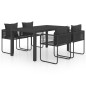 vidaXL Set de comedor de jardín de 5 piezas PVC ratán negro vidaXL Set de comedor de jardín de 5 piezas PVC ratán negro