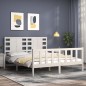 vidaXL Estructura de cama matrimonio con cabecero madera maciza blanco vidaXL Estructura de cama matrimonio con cabecero madera maciza blanco