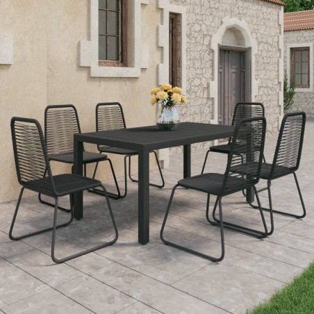 vidaXL Set de comedor de jardín de 7 piezas PVC ratán negro