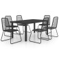 vidaXL Set de comedor de jardín de 7 piezas PVC ratán negro vidaXL Set de comedor de jardín de 7 piezas PVC ratán negro
