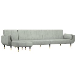 vidaXL Sofá cama en forma de L terciopelo gris claro 275x140x70 cm