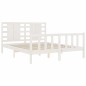 vidaXL Estructura de cama matrimonio con cabecero madera maciza blanco vidaXL Estructura de cama matrimonio con cabecero madera maciza blanco