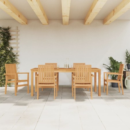 vidaXL Juego de comedor de jardín 7 piezas madera maciza de teca