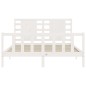 vidaXL Estructura de cama matrimonio con cabecero madera maciza blanco vidaXL Estructura de cama matrimonio con cabecero madera maciza blanco