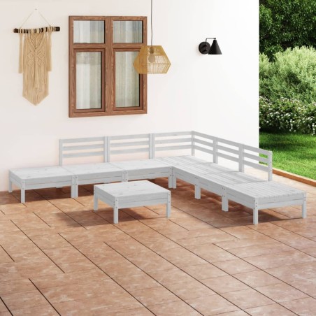 vidaXL Juego de muebles de jardín 8 piezas madera maciza pino blanco