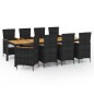 vidaXL Set comedor de jardín 9 piezas y cojines ratán sintético negro vidaXL Set comedor de jardín 9 piezas y cojines ratán sintético negro