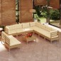 vidaXL Muebles de jardín 10 pzas y cojines madera de pino marrón miel